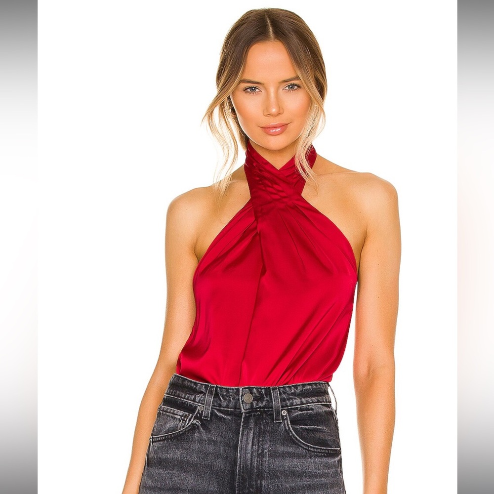 Lovers + Friends Satin Halter Top Size M Date Night Going Out Brunch